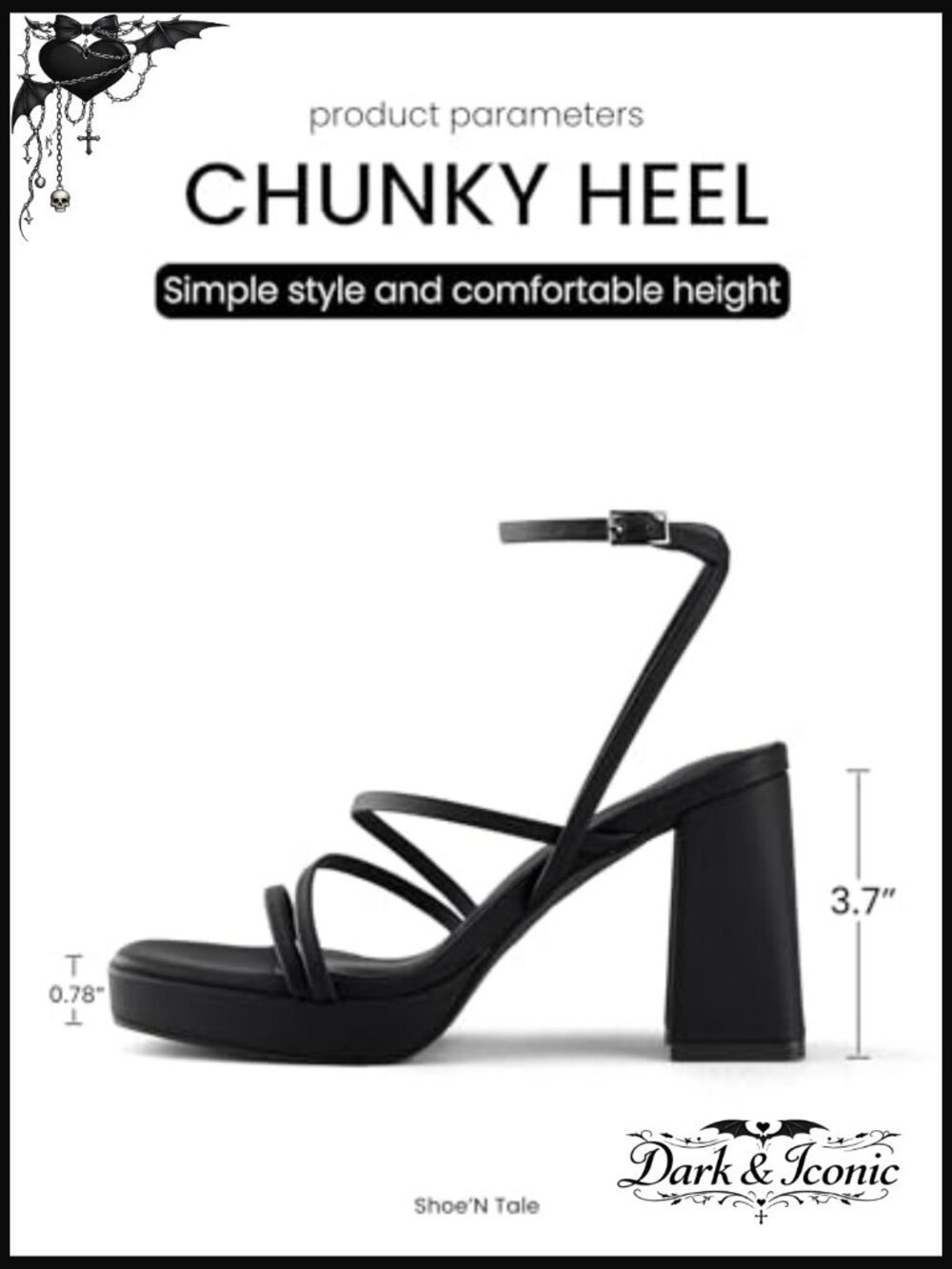 Strappy Block Chunky Heel Platform Sandals Square Toe Ankle Buckle - Picture 2 of 6